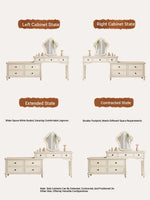 Elegant Cherry Wood Makeup Table with Glass Top and Mirror - Stylish Vanity Set for Your Bedroom hl-4886