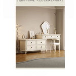 Elegant Cherry Wood Makeup Table with Glass Top and Mirror - Stylish Vanity Set for Your Bedroom hl-4886