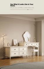 Elegant Cherry Wood Makeup Table with Glass Top and Mirror - Stylish Vanity Set for Your Bedroom hl-4886