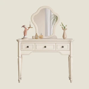 Elegant Cherry Wood Makeup Table with Glass Mirror and Comfort Stool - Stylish Vanity Set for Your Bedroom or Dressing Room hl-4888