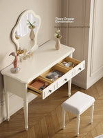 Elegant Cherry Wood Makeup Table with Glass Mirror and Comfort Stool - Stylish Vanity Set for Your Bedroom or Dressing Room hl-4888