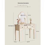 Elegant Cherry Wood Makeup Table with Glass Mirror and Comfort Stool - Stylish Vanity Set for Your Bedroom or Dressing Room hl-4888