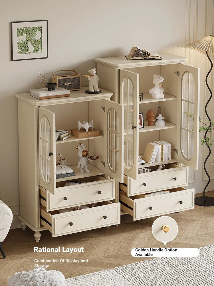 Elegant Cherry Wood and Pine Glass Cabinet Set for Stylish Home Storage hl-4889