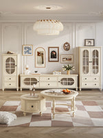 Elegant Cherry Wood and Pine Glass Cabinet Set for Stylish Home Storage hl-4889