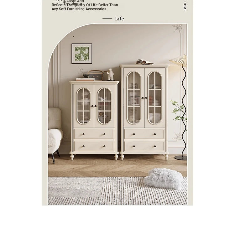 Elegant Cherry Wood and Pine Glass Cabinet Set for Stylish Home Storage hl-4889