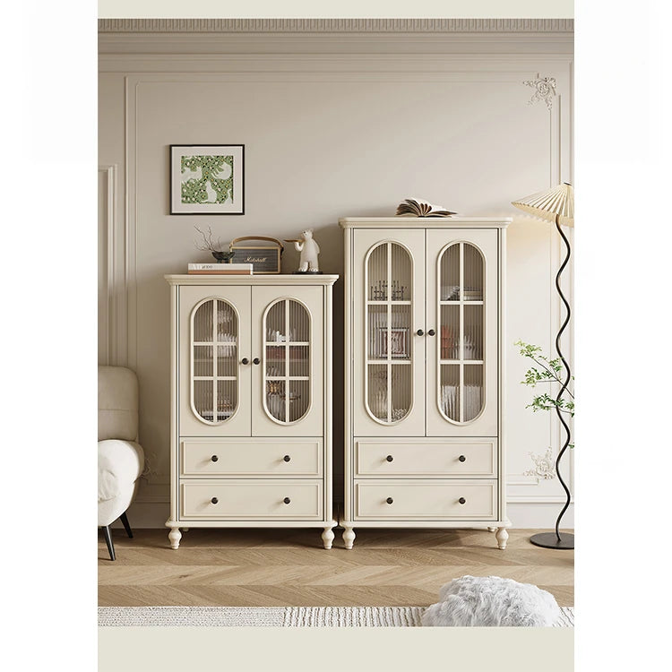 Elegant Cherry Wood and Pine Glass Cabinet Set for Stylish Home Storage hl-4889