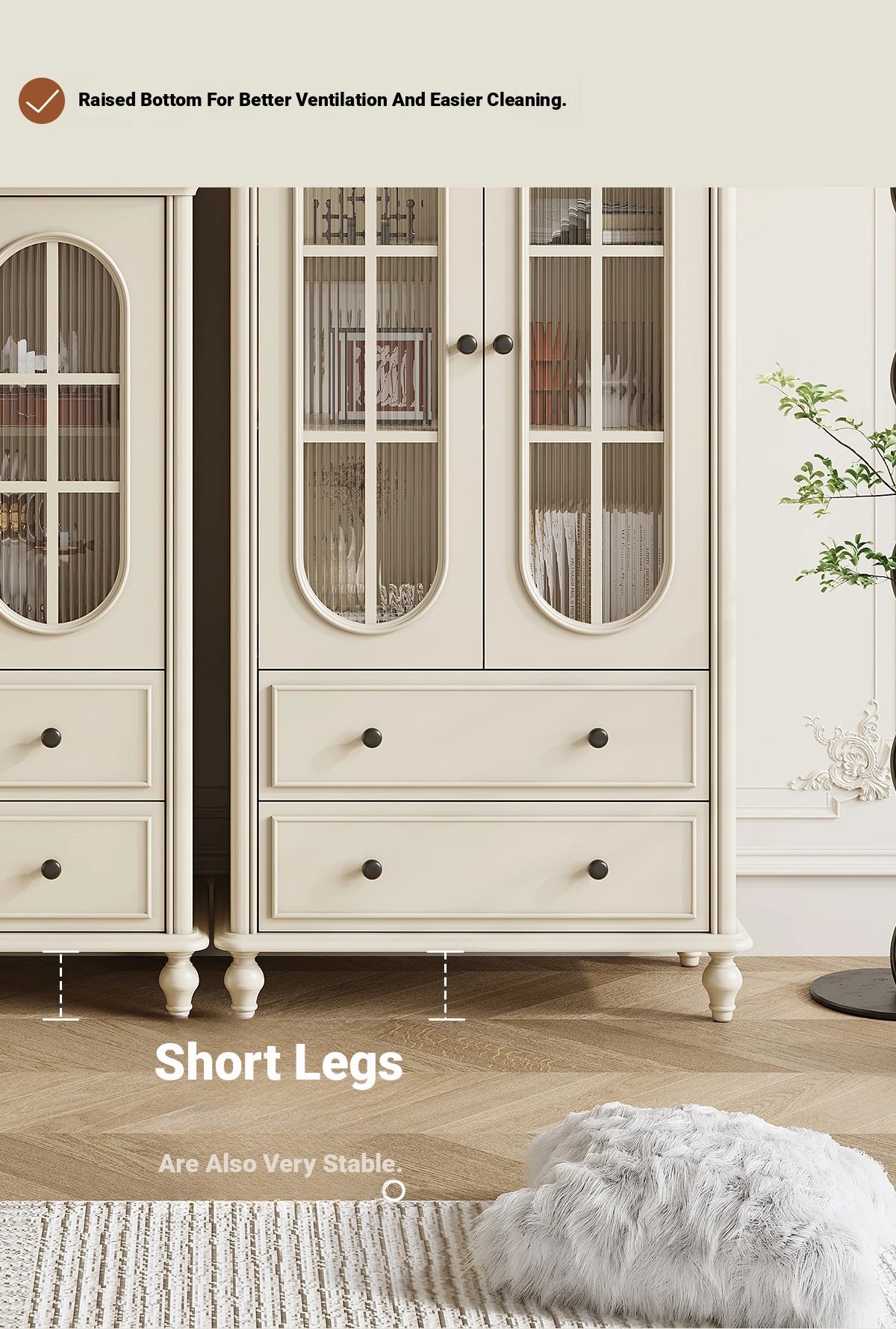 Elegant Cherry Wood and Pine Glass Cabinet Set for Stylish Home Storage hl-4889