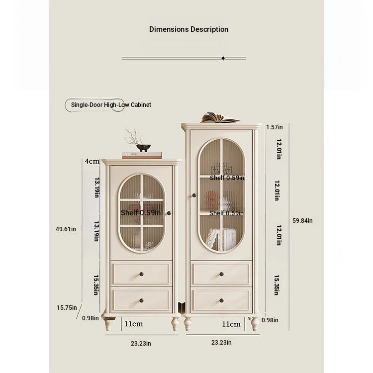 Elegant Cherry Wood and Pine Glass Cabinet Set for Stylish Home Storage hl-4889