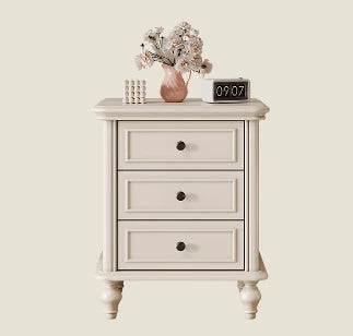 Cherry Wood Pine Bedside Cupboard with 3 Drawers – Elegant Nightstand for Bedroom Storage and Decor hl-4890