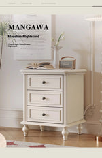 Cherry Wood Pine Bedside Cupboard with 3 Drawers – Elegant Nightstand for Bedroom Storage and Decor hl-4890