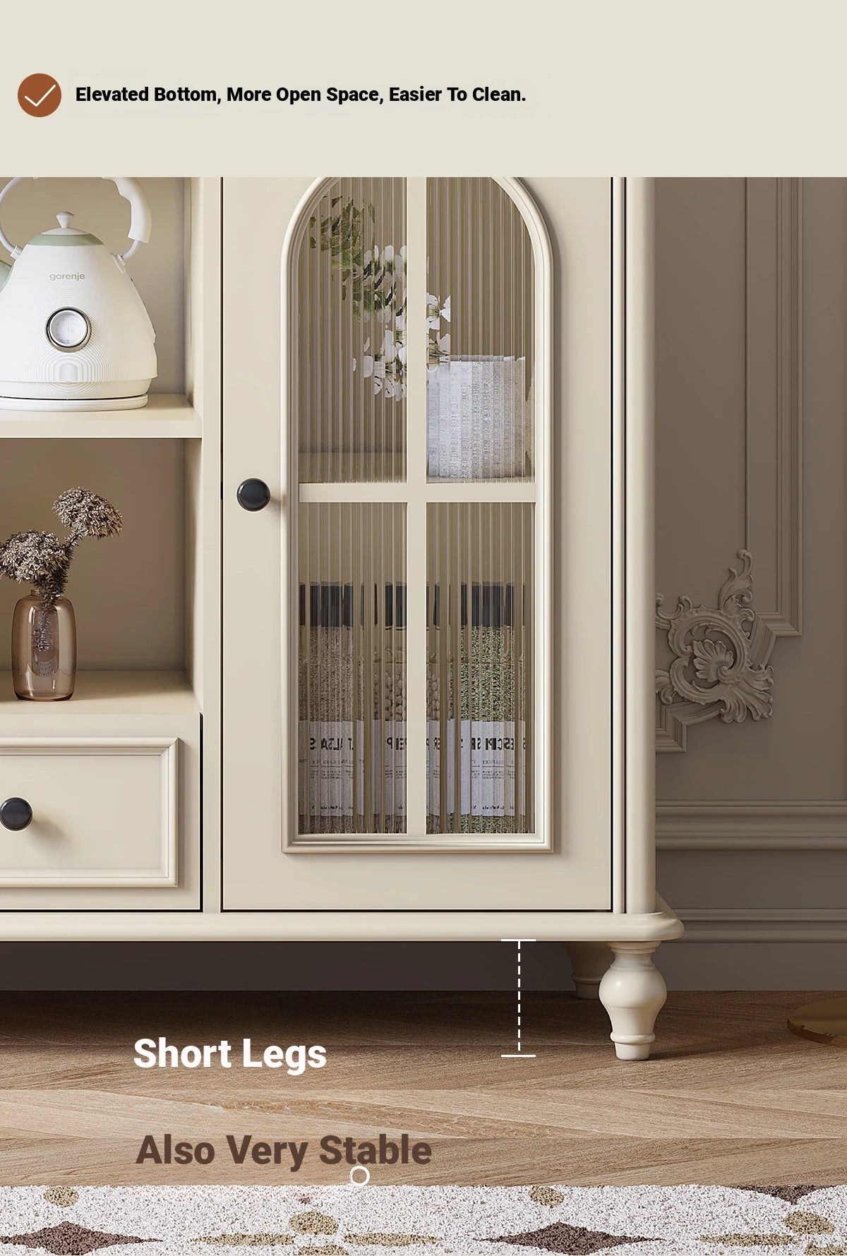 Elegant Cherry Wood Cabinet with Glass Doors – Multi-Layer Board Furniture for Stylish Storage Solutions hl-4893