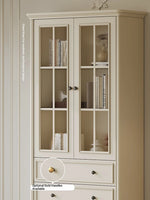 Elegant Cherry Wood Pine Cabinet with Glass Doors and Ample Storage - Perfect for Any Room hl-4897
