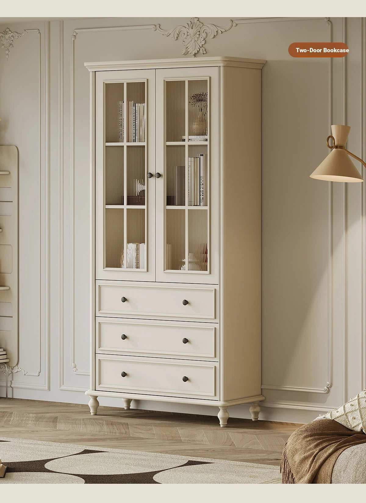 Elegant Cherry Wood Pine Cabinet with Glass Doors and Ample Storage - Perfect for Any Room hl-4897