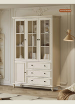 Elegant Cherry Wood Pine Cabinet with Glass Doors and Ample Storage - Perfect for Any Room hl-4897