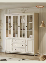 Elegant Cherry Wood Pine Cabinet with Glass Doors and Ample Storage - Perfect for Any Room hl-4897