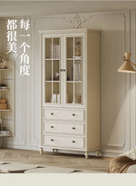 Elegant Cherry Wood Pine Cabinet with Glass Doors and Ample Storage - Perfect for Any Room hl-4897