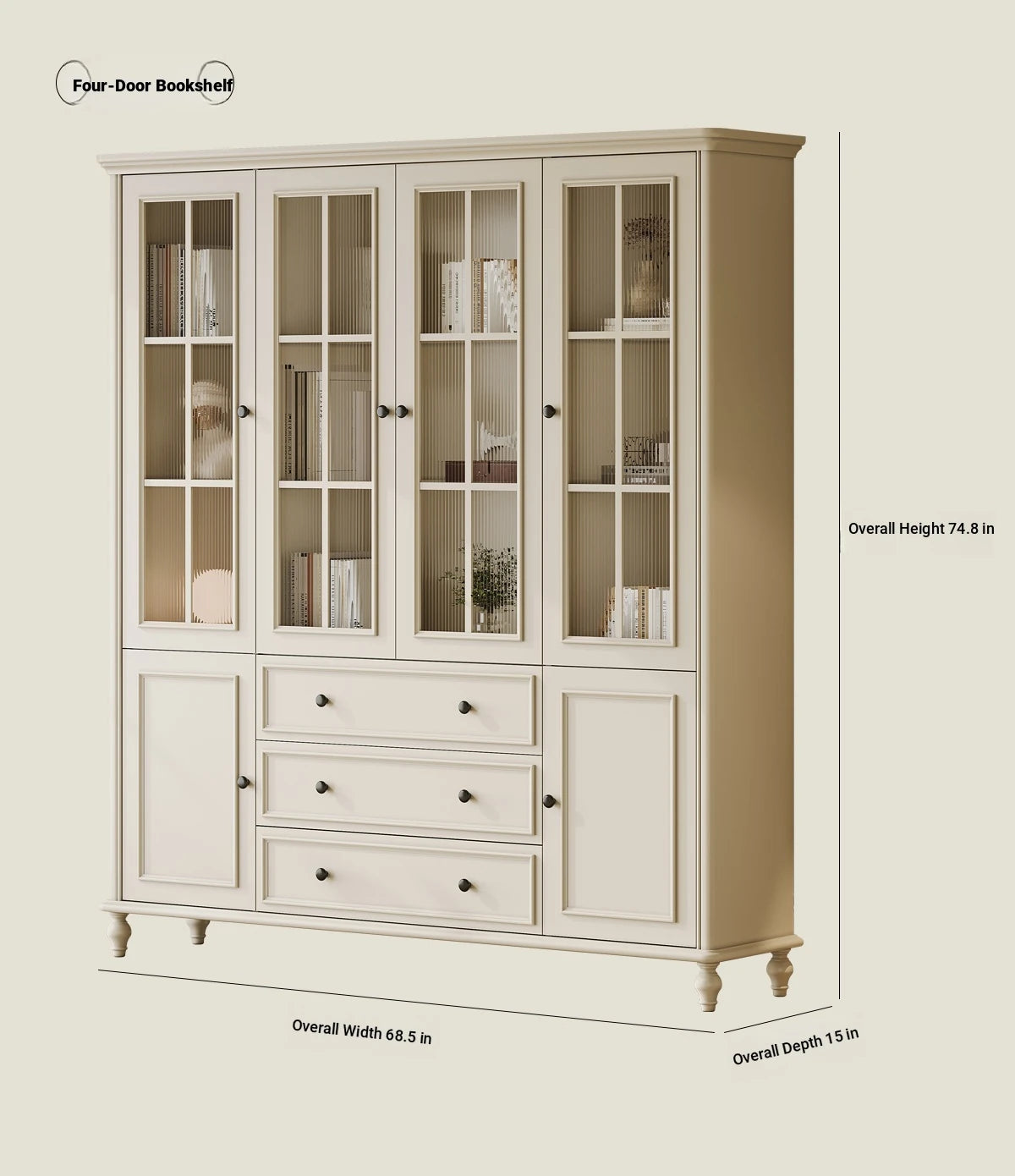 Elegant Cherry Wood Pine Cabinet with Glass Doors and Ample Storage - Perfect for Any Room hl-4897