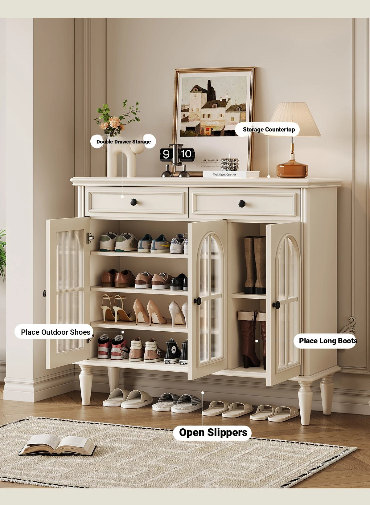 Elegant Cherry Wood Multi-Layer Board Cabinet with Glass Doors – Stylish Storage Solution for Your Home hl-4899