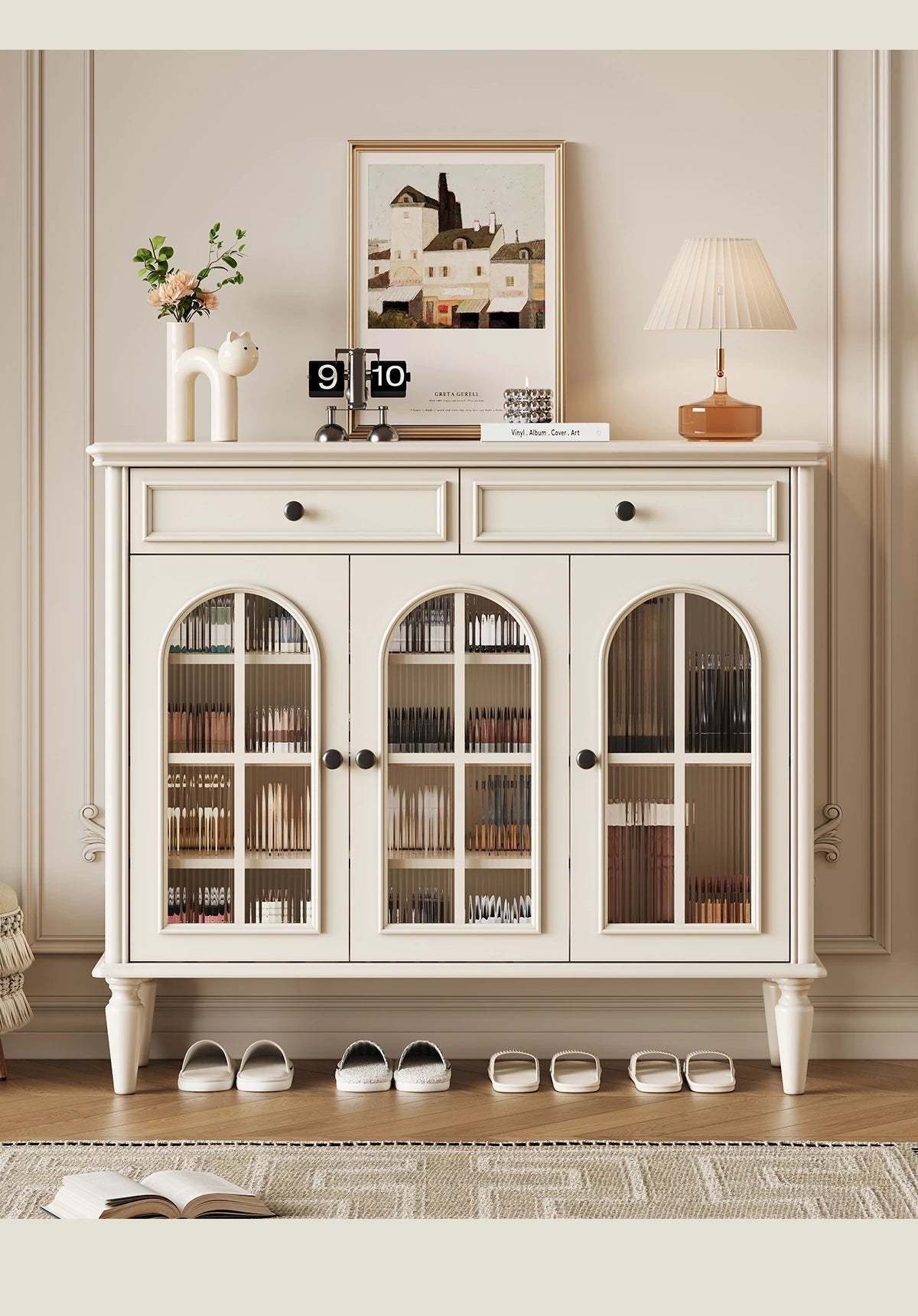 Elegant Cherry Wood Multi-Layer Board Cabinet with Glass Doors – Stylish Storage Solution for Your Home hl-4899