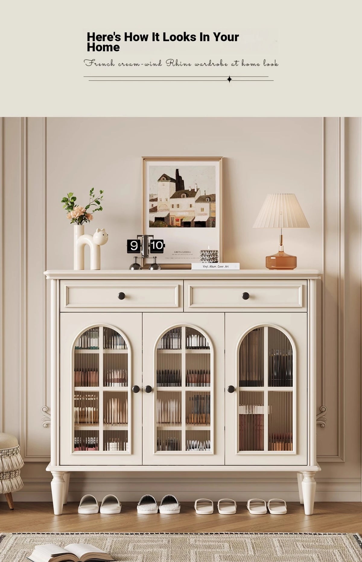 Elegant Cherry Wood Multi-Layer Board Cabinet with Glass Doors – Stylish Storage Solution for Your Home hl-4899