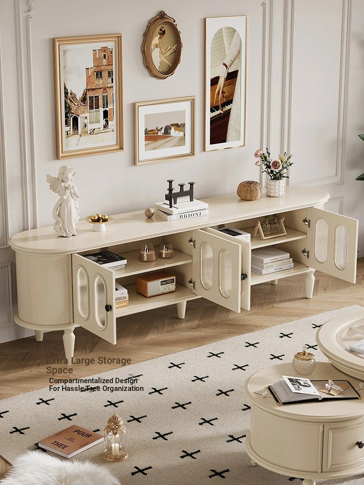 Elegant Cherry Wood TV Cabinet with Glass Doors - Stylish Storage for Your Living Room hl-4900