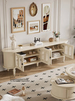 Elegant Cherry Wood TV Cabinet with Glass Doors - Stylish Storage for Your Living Room hl-4900