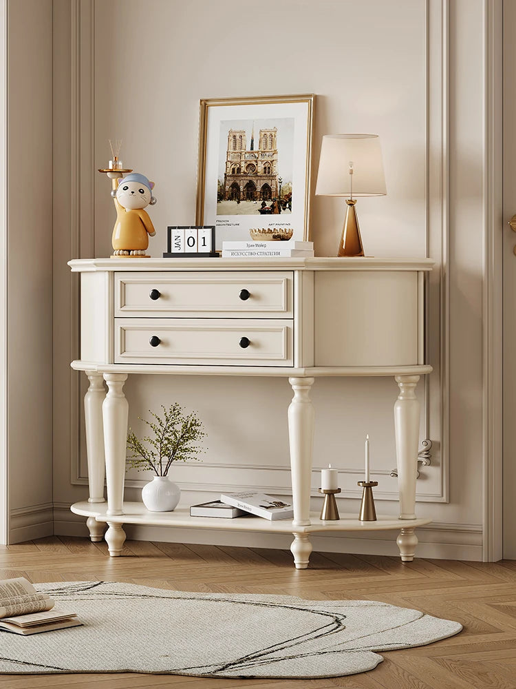 Elegant Cherry Wood Pine Cabinet with Dual Drawers - Stylish Storage Solution for Home Decor hl-4905