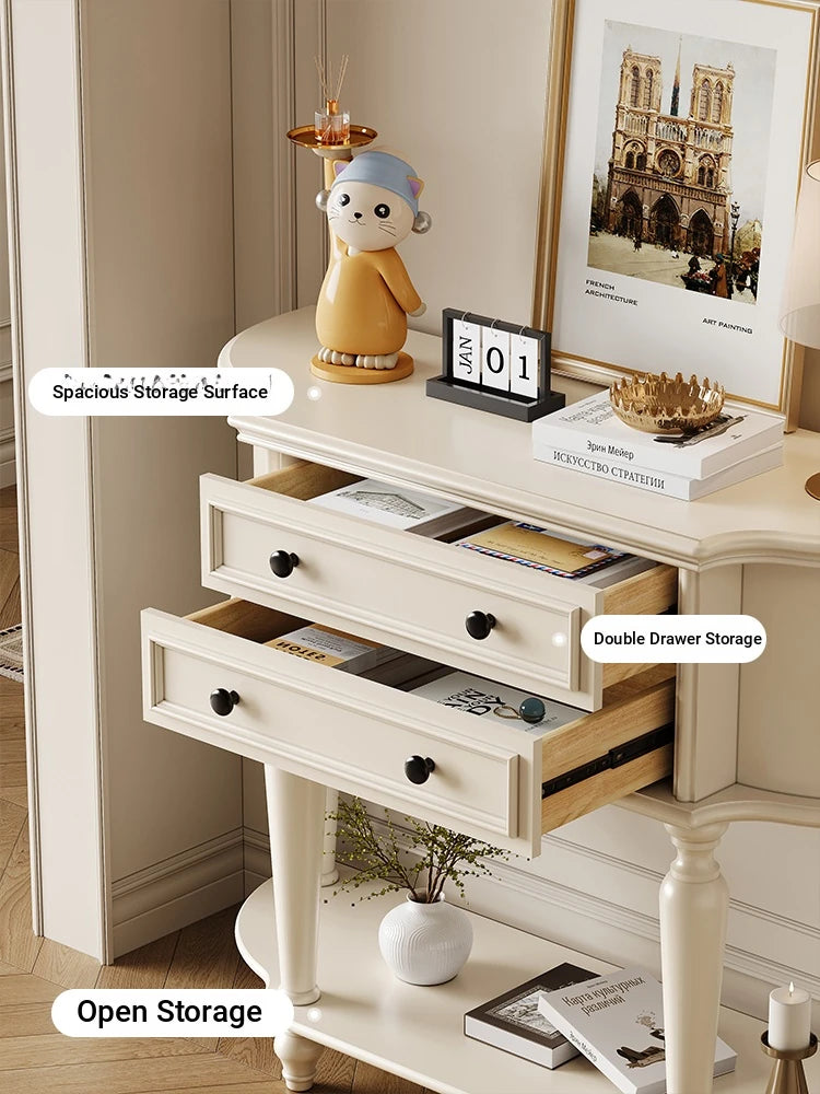 Elegant Cherry Wood Pine Cabinet with Dual Drawers - Stylish Storage Solution for Home Decor hl-4905