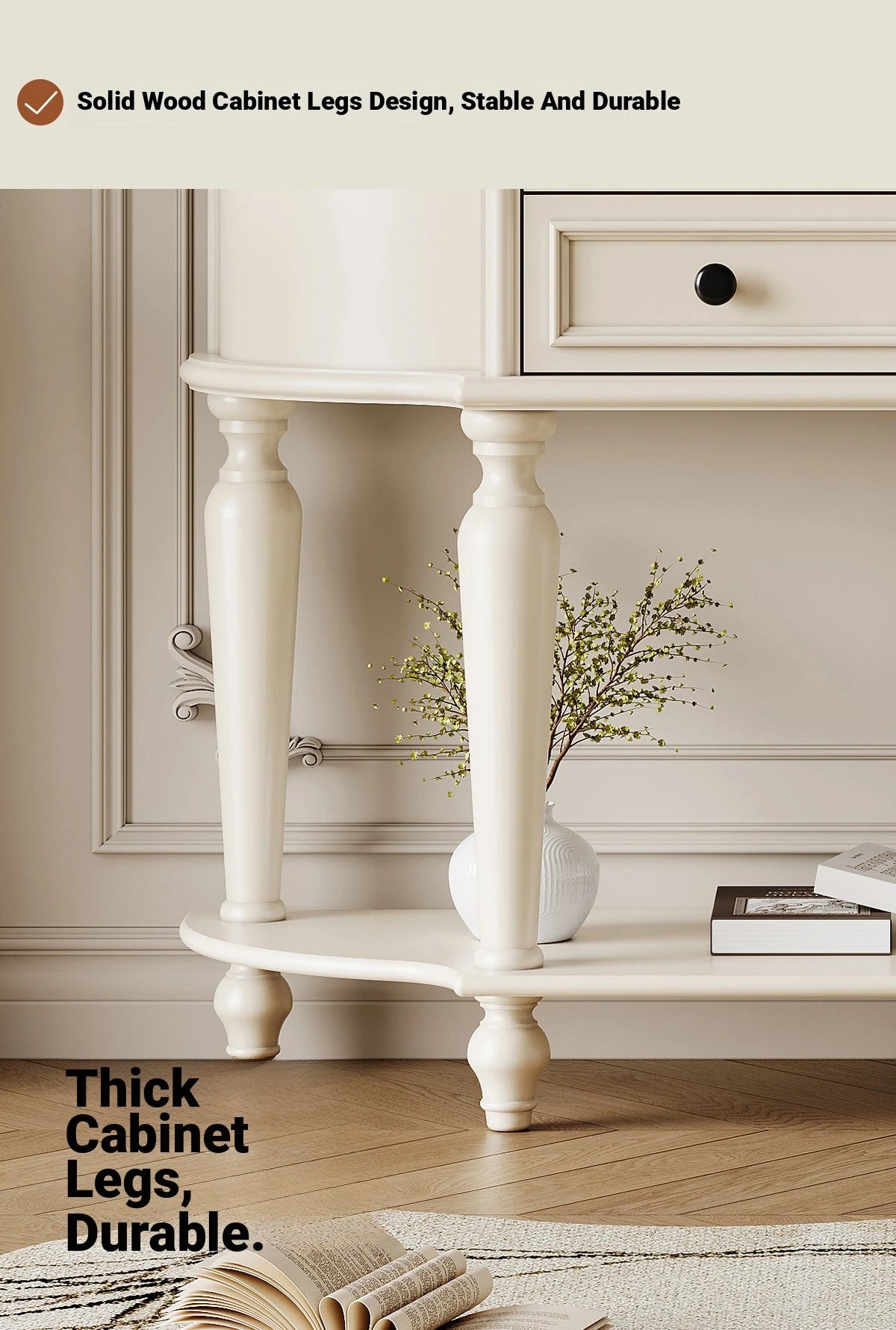 Elegant Cherry Wood Pine Cabinet with Dual Drawers - Stylish Storage Solution for Home Decor hl-4905