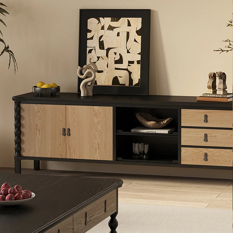 Elegant TV Cabinet in Ash Wood Multi-Layer Board - Modern Home Entertainment Center hld-4475