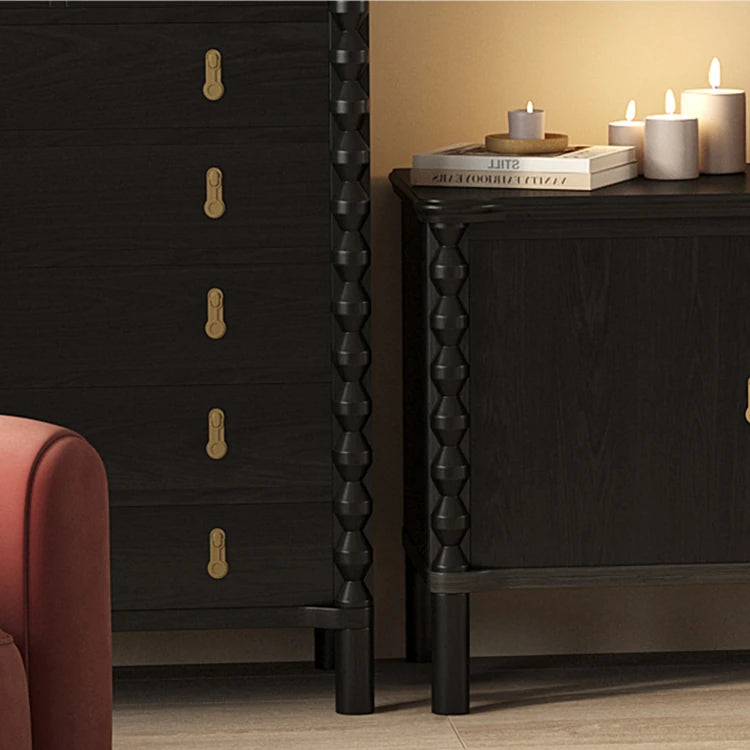 Sleek Ash Wood Cabinet with Elegant Gold Accents for Modern Living Spaces hld-4479