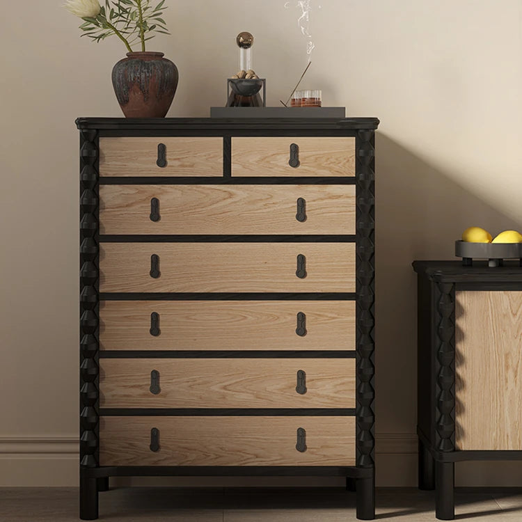 Stylish Ash Wood Multi-Layer Cabinet with Black Accents - Perfect for Modern Interiors hld-4480