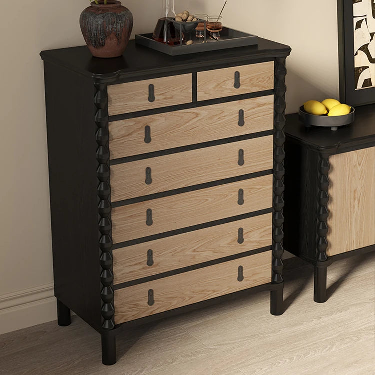 Stylish Ash Wood Multi-Layer Cabinet with Black Accents - Perfect for Modern Interiors hld-4480