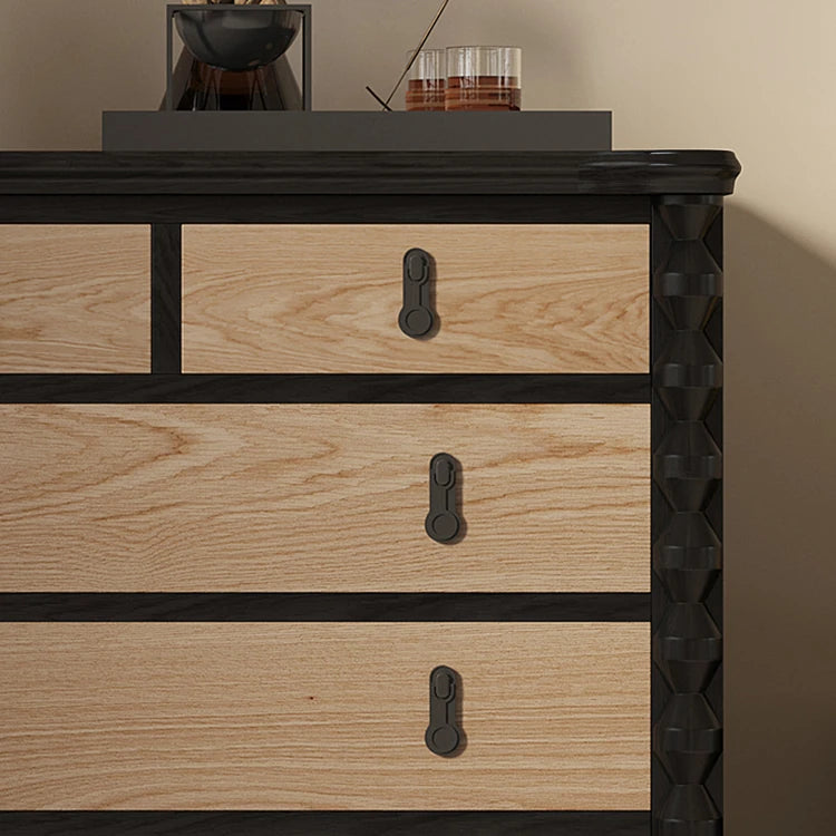 Stylish Ash Wood Multi-Layer Cabinet with Black Accents - Perfect for Modern Interiors hld-4480