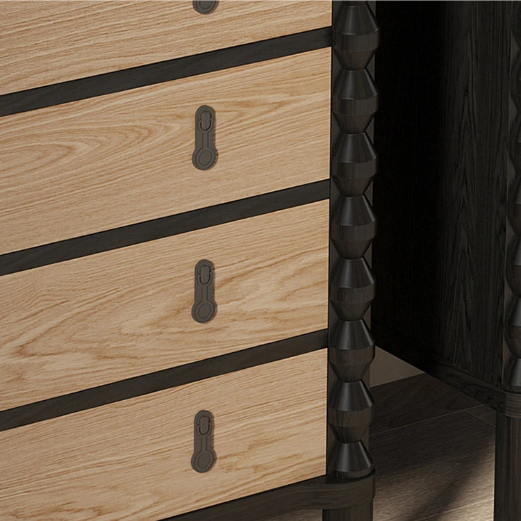 Stylish Ash Wood Multi-Layer Cabinet with Black Accents - Perfect for Modern Interiors hld-4480