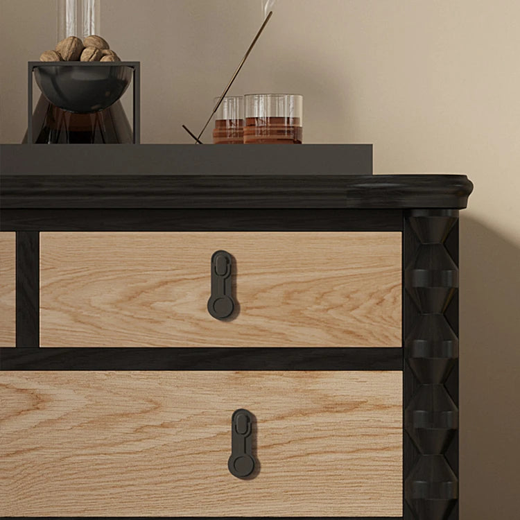 Stylish Ash Wood Multi-Layer Cabinet with Black Accents - Perfect for Modern Interiors hld-4480