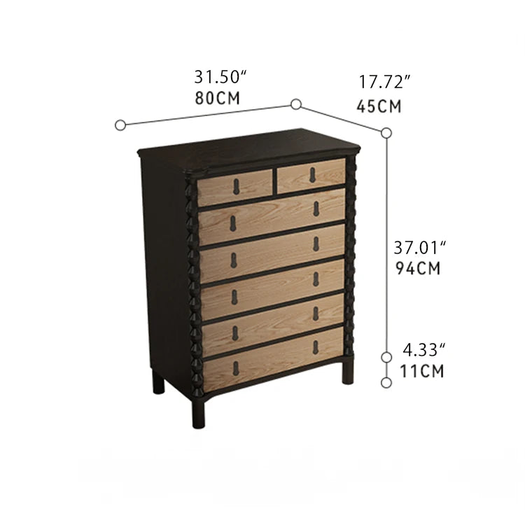 Stylish Ash Wood Multi-Layer Cabinet with Black Accents - Perfect for Modern Interiors hld-4480