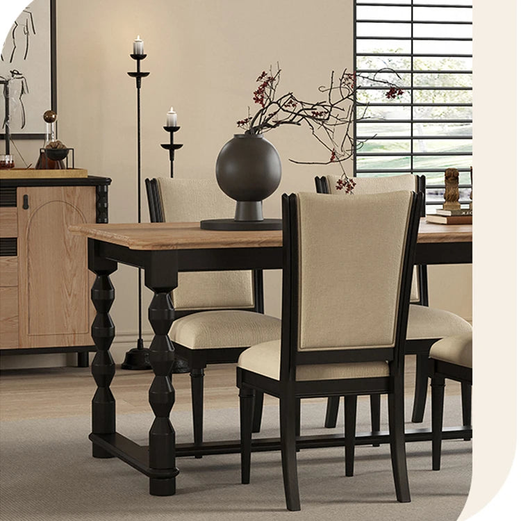 Elegant Cotton-Ramie Dining Chairs with Ash Wood Frame - Set of 4 hld-4487