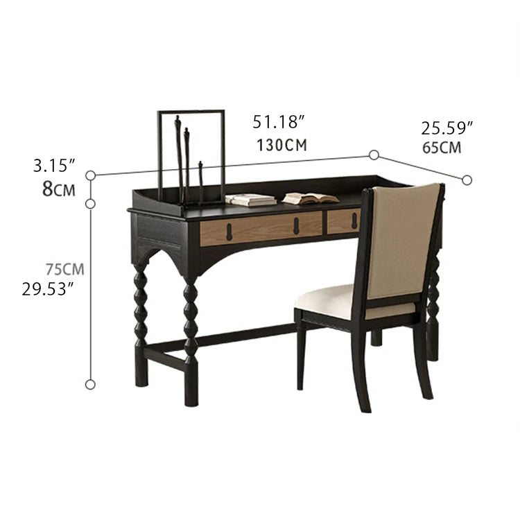 Elegant Ash Wood Multi-layer Desk with Storage Drawers - Perfect for Home Office or Study hld-4489