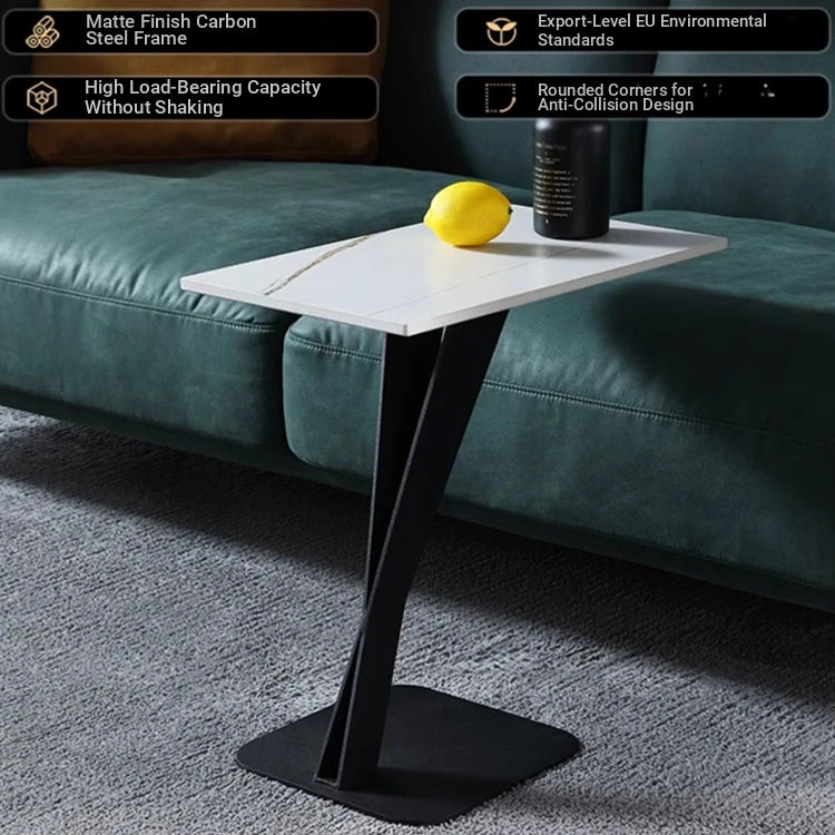 Elegant Sintered Stone Side Table with Unique Design - Modern Round Accent Table for Living Room or Bedroom Use hldjj-3019