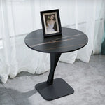 Elegant Sintered Stone Side Table with Unique Design - Modern Round Accent Table for Living Room or Bedroom Use hldjj-3019
