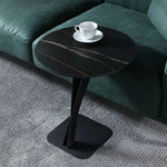Elegant Sintered Stone Side Table with Unique Design - Modern Round Accent Table for Living Room or Bedroom Use hldjj-3019
