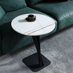 Elegant Sintered Stone Side Table with Unique Design - Modern Round Accent Table for Living Room or Bedroom Use hldjj-3019