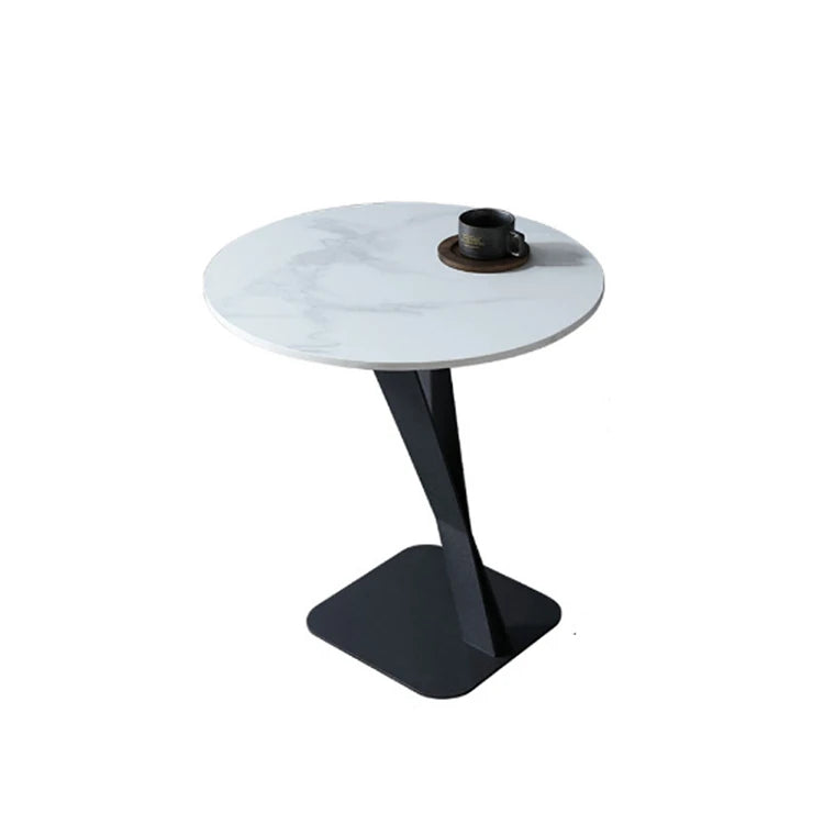 Elegant Sintered Stone Side Table with Unique Design - Modern Round Accent Table for Living Room or Bedroom Use hldjj-3019