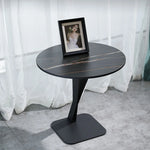 Elegant Sintered Stone Side Table with Unique Design - Modern Round Accent Table for Living Room or Bedroom Use hldjj-3019