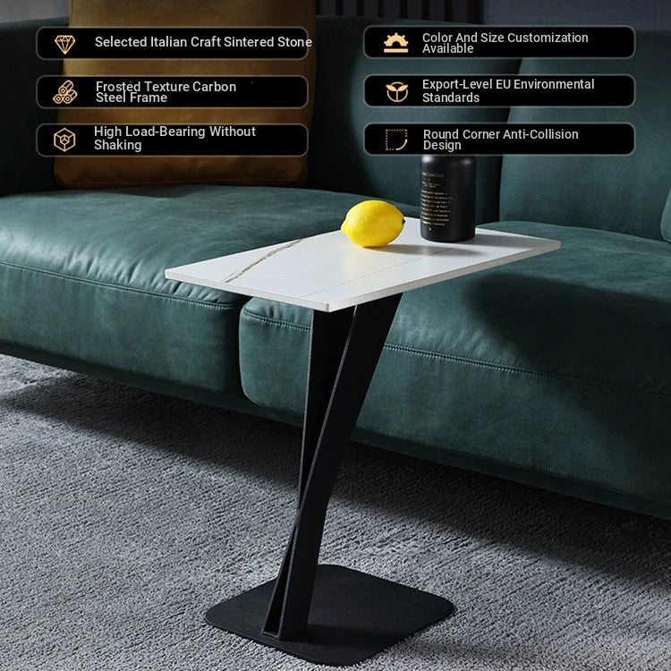 Elegant Sintered Stone Side Table with Unique Design - Modern Round Accent Table for Living Room or Bedroom Use hldjj-3019