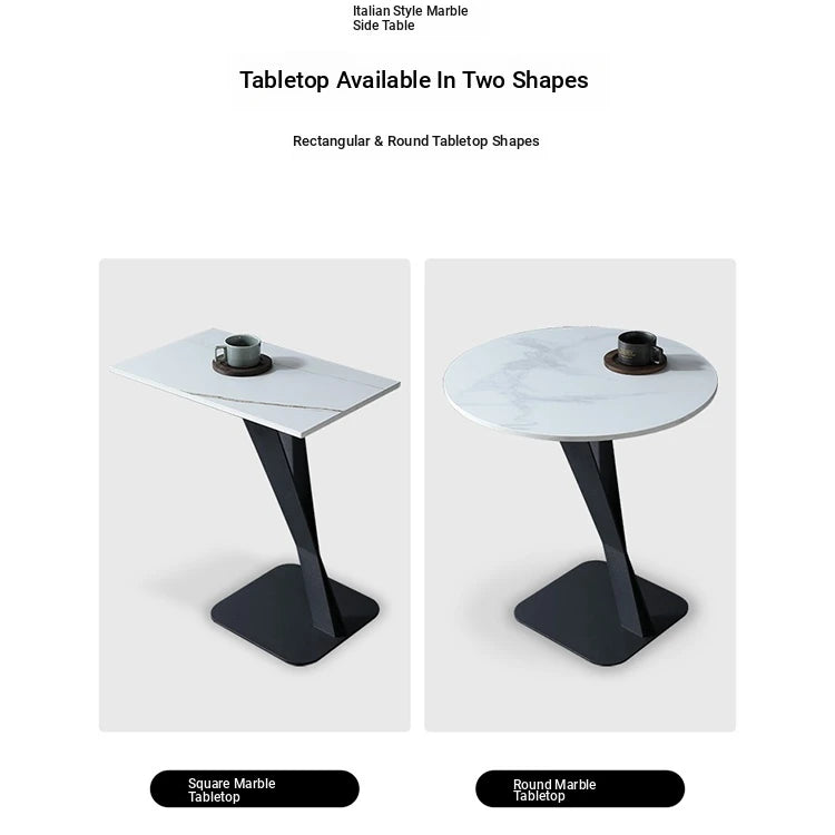 Elegant Sintered Stone Side Table with Unique Design - Modern Round Accent Table for Living Room or Bedroom Use hldjj-3019