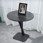 Elegant Sintered Stone Side Table with Unique Design - Modern Round Accent Table for Living Room or Bedroom Use hldjj-3019