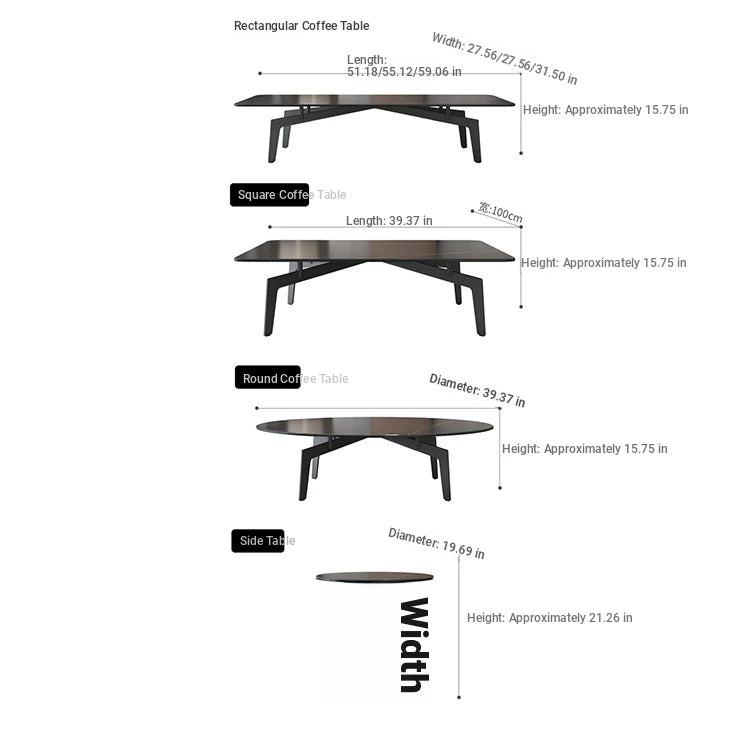 Modern Sintered Stone Coffee Table with Elegant Design - Perfect for Living Room Décor hldjj-3022