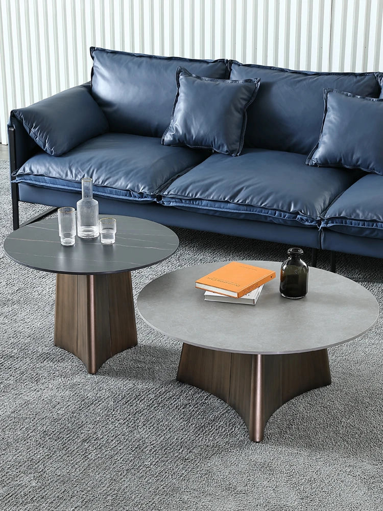 Elegant Sintered Stone Coffee Table Set - Modern Round Design for Living Room Decor hldjj-3023